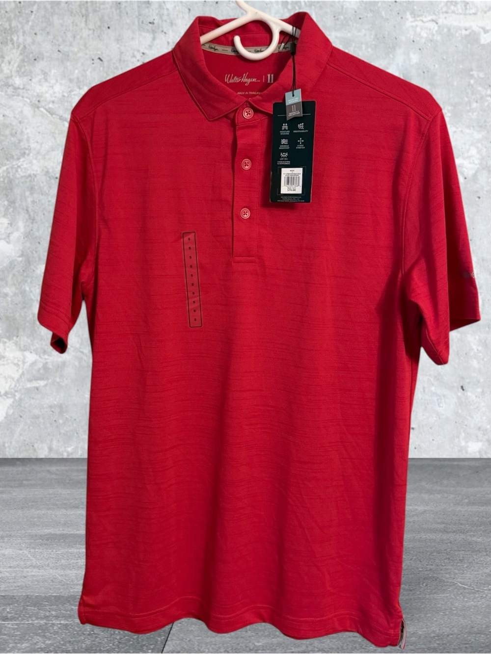 Walter Hagen 11 Performance Polo Men’s S Red SS Moisture Wicking 4-Way UPF 30